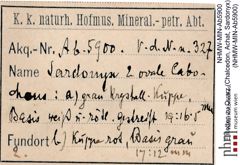 Etiketten zu Quarz (Chalcedon, Achat, Sardonyx) (NHMW-MIN-Ab5900)